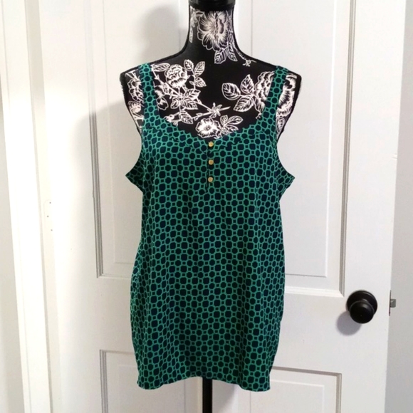 💚Banana Republic💚 - Green/Navy Geometric Pattern Sleeveless Top - Picture 1 of 9